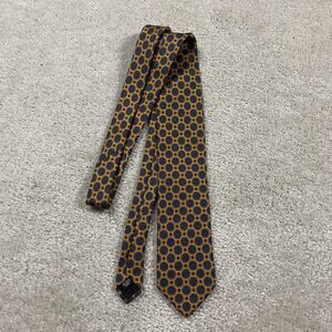 Robert Talbott Best Of Class Tie Mens Yellow Blue Silk Geometric Medallion USA